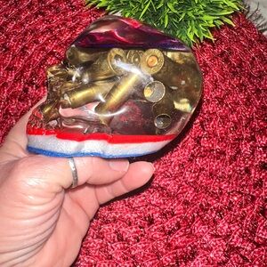 Handmade epoxy resin Skull Decor with Brass Accents